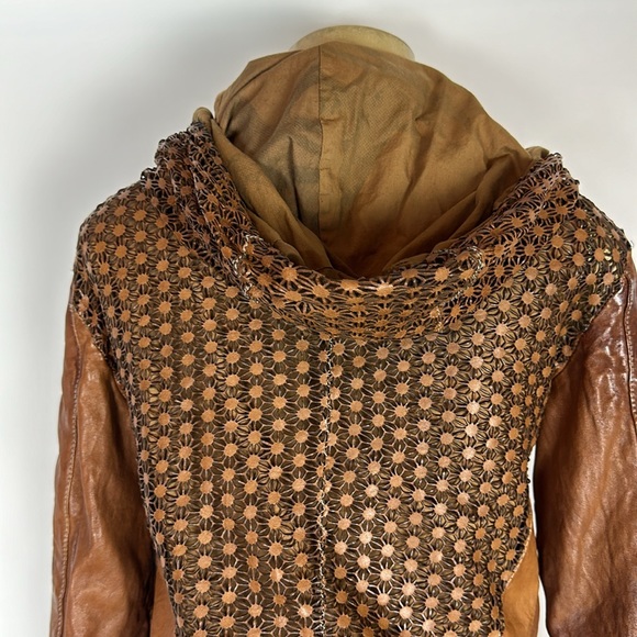 Giorgio Brato Leather Hoodie Jacket Women’s Size 40 - Picture 3 of 14